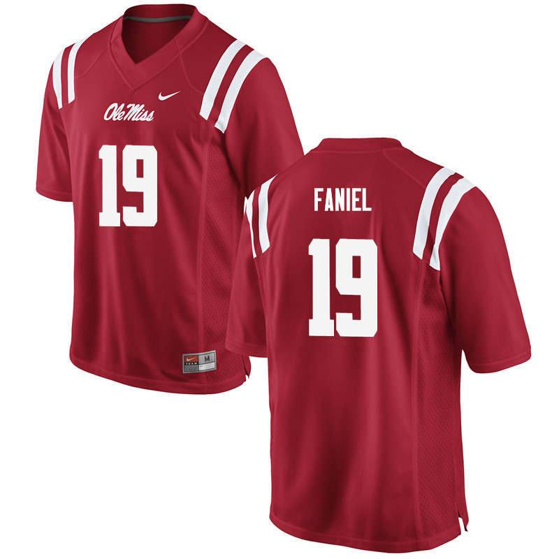Men Ole Miss Rebels #19 Alex Faniel College Football Jerseys-Red